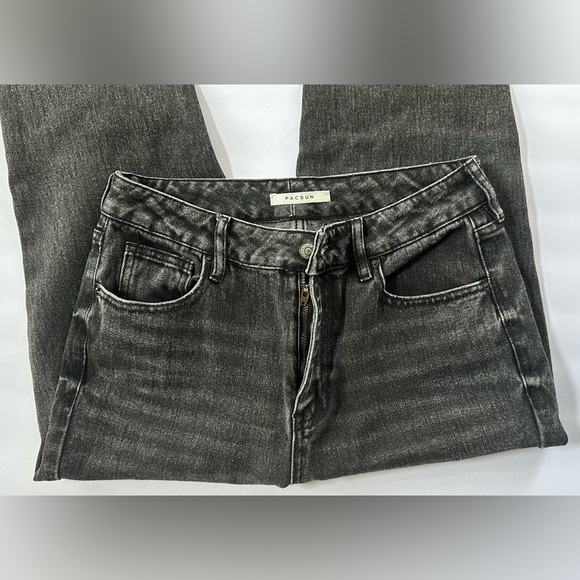 Pacsun Women's Pac Sun Sz 27 High Rise Black Wash Denim Straight Leg Mom Jeans - Picture 13 of 13